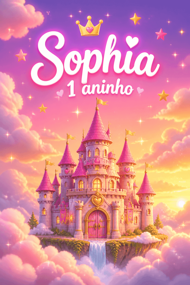 Animated enchanted castle invitation: Sophia, 1 year old